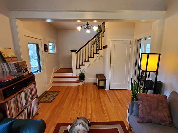 Looking at stairs from the living room.