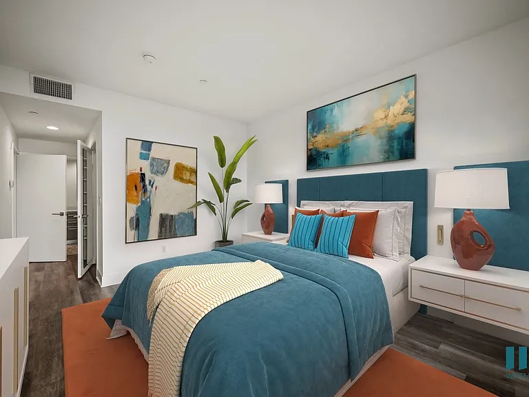 Bedroom with Vinyl Flooring, Bathroom, and Closet