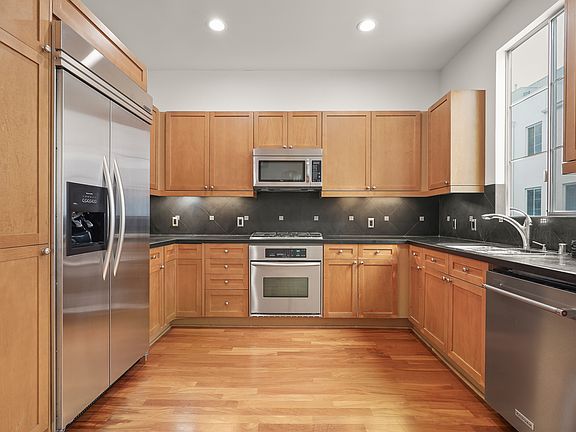 Kitchen with stainless steel appliances