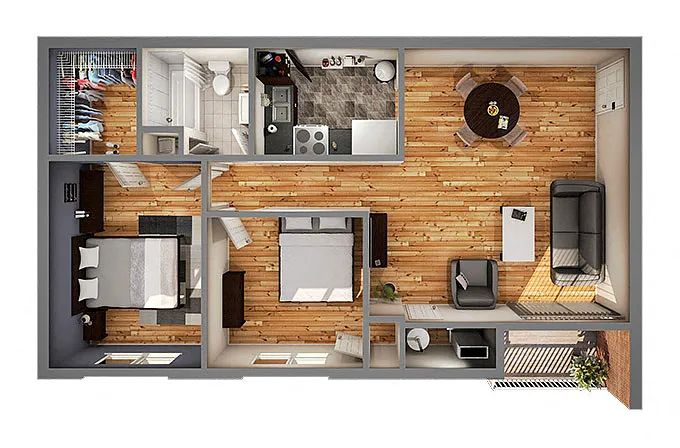 Floor plan Phase I Two Bedroom