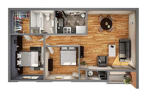Floor plan Phase I Two Bedroom