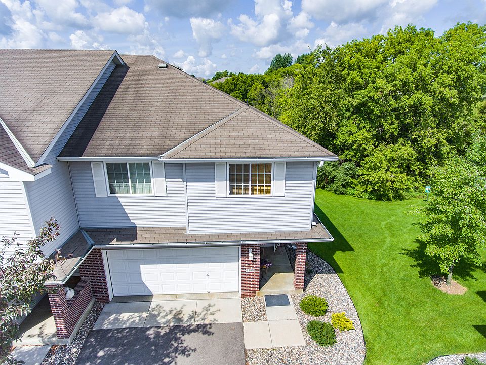 Drone shot, front of townhouse.