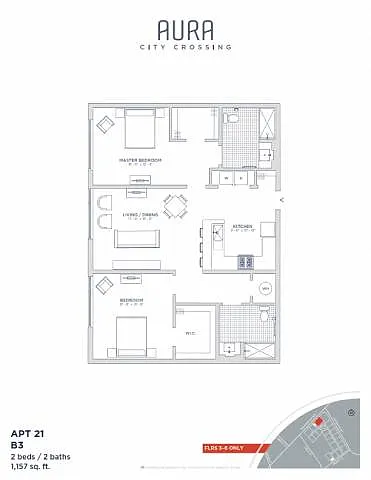 Floor plan Aura at City Crossing - B3