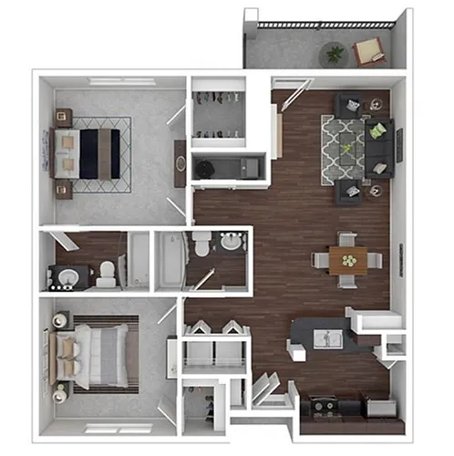 Floor plan 2 BEDROOM 2 BATH A