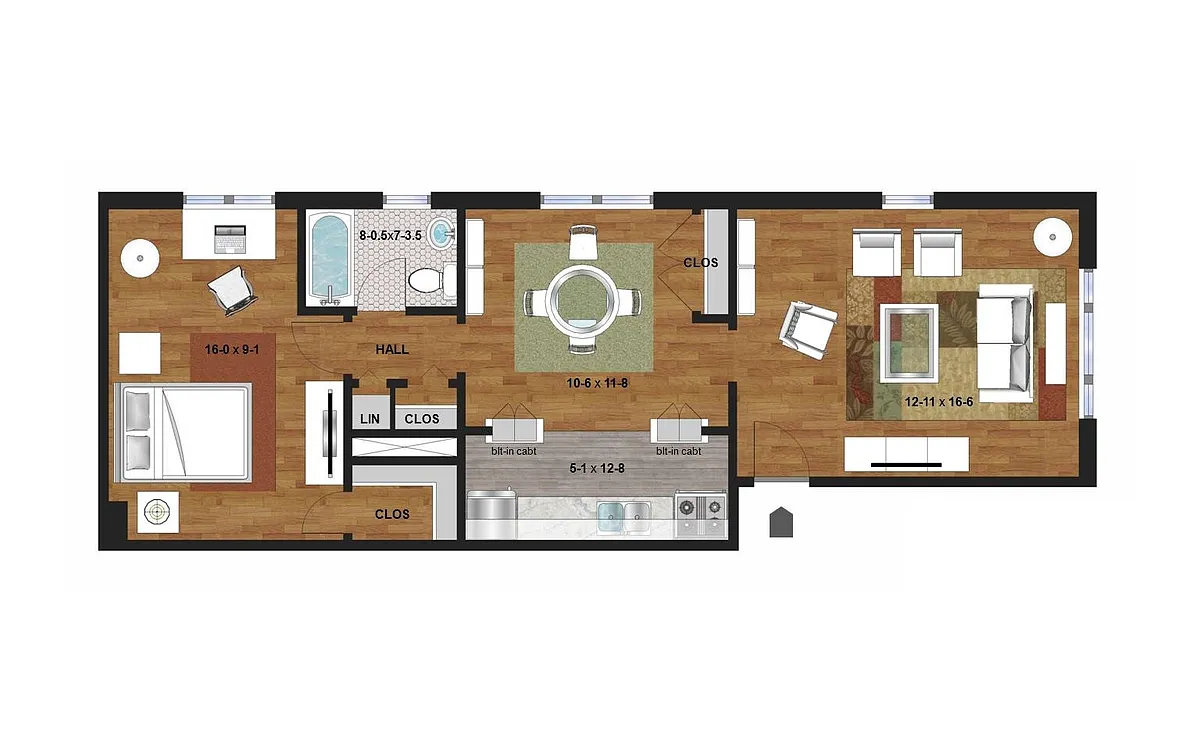 Floor plan Emerson - One Bedroom