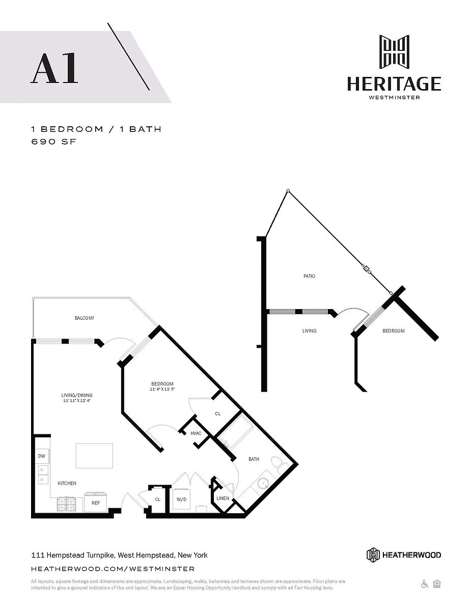 Floor plan 1 Bed, 1 Bath - A1
