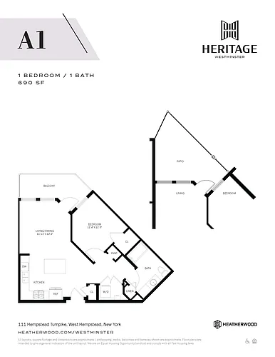 Floor plan 1 Bed, 1 Bath - A1