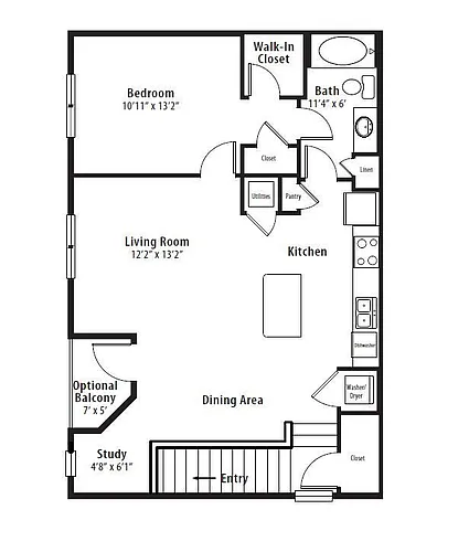 Floor plan 1 BR Grand Balcony