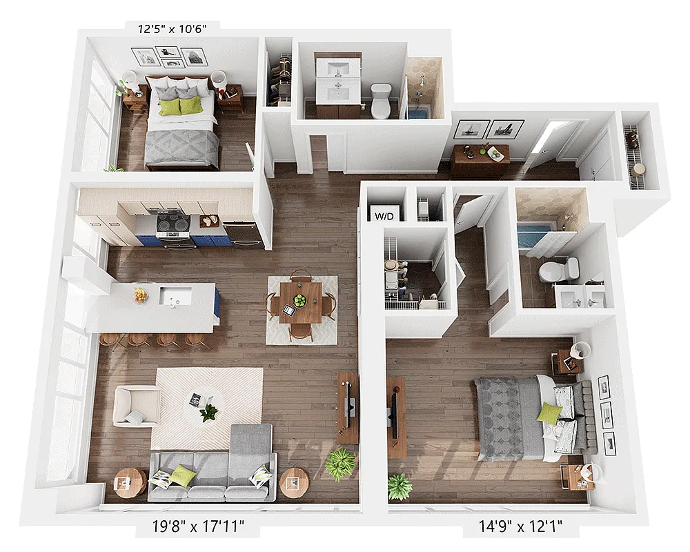 Floor plan Two Bedroom B2G