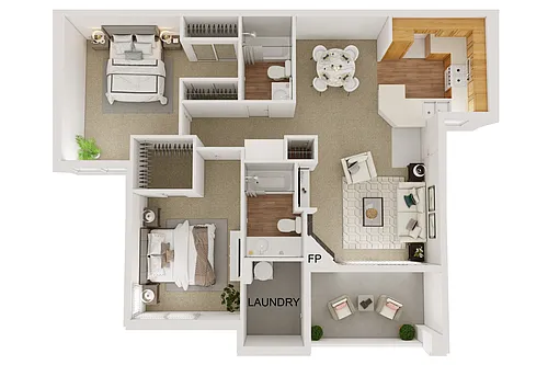 Floor plan 2 Bed 2 Bath B