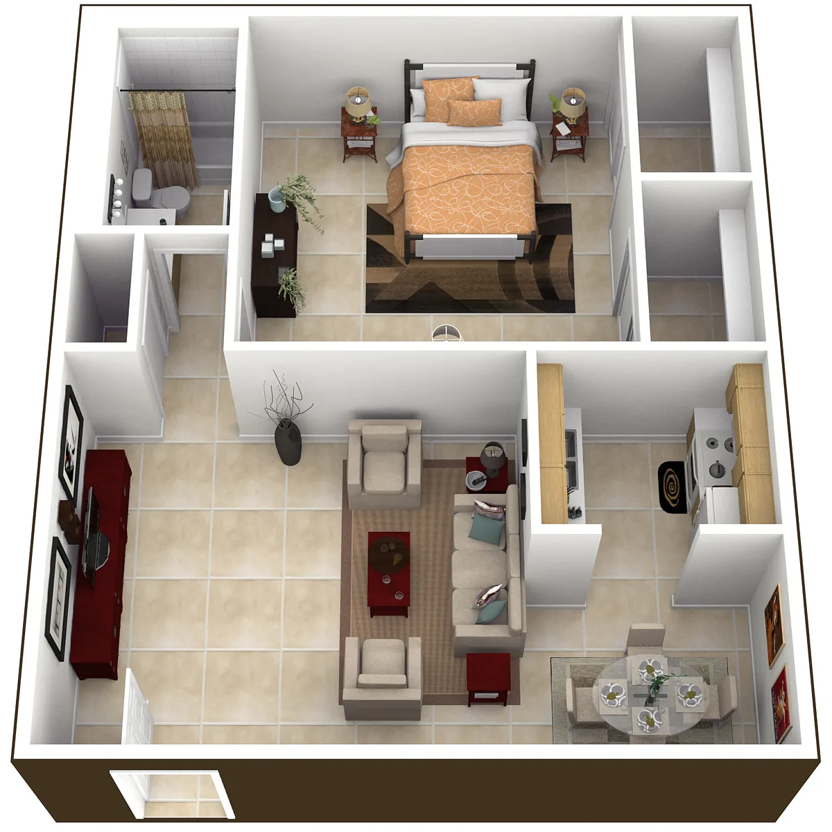 Floor plan 1 Bedroom, 1 Bathroom