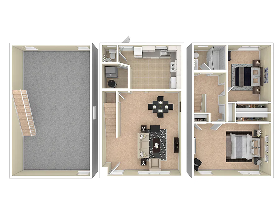 Floor plan 2 BEDROOM w/BASEMENT