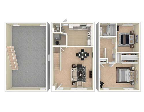 Floor plan 2 BEDROOM w/BASEMENT