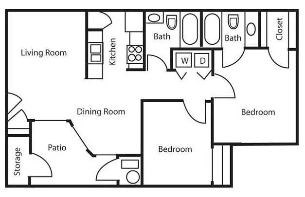 Floor plan 2 Bedroom 2 Bath