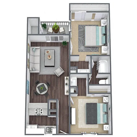 Floor plan B1: 2 Bed 1 Bath