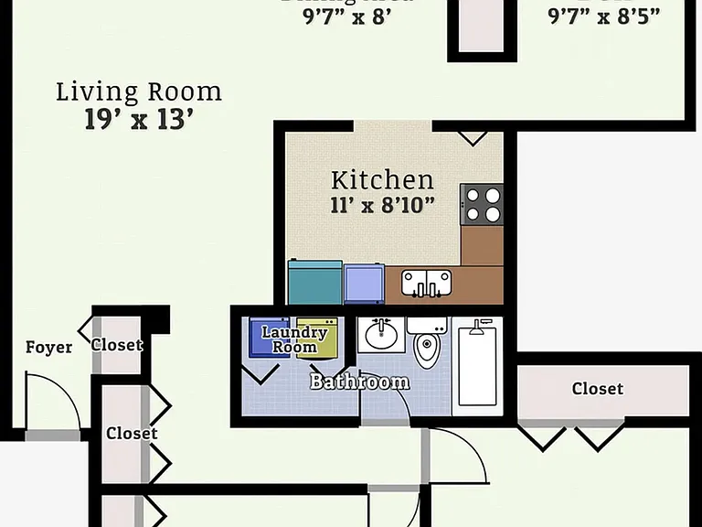 Two Bedroom One Bath Den Garden Floorplan Two Bedroom One Bath Den Garden Floorplan