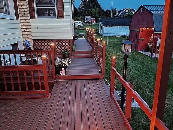 Back deck evening view.