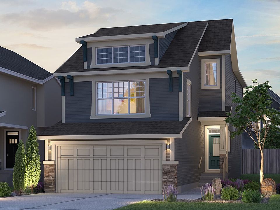 Exterior view of the Hudson 2 Craftsman model by Brookfield Residential in Calgary.