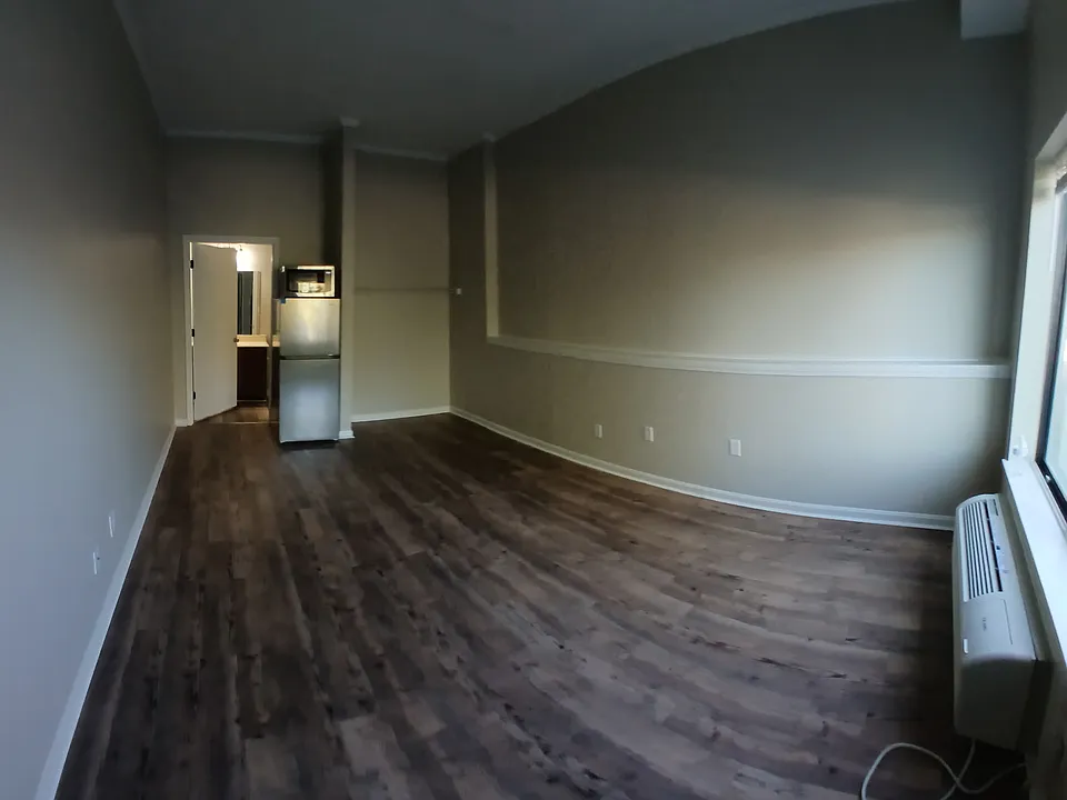 Full size refrigerator and microwave included.
