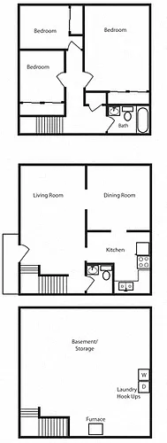 Floor plan 3 Bedroom 1.5 Bath