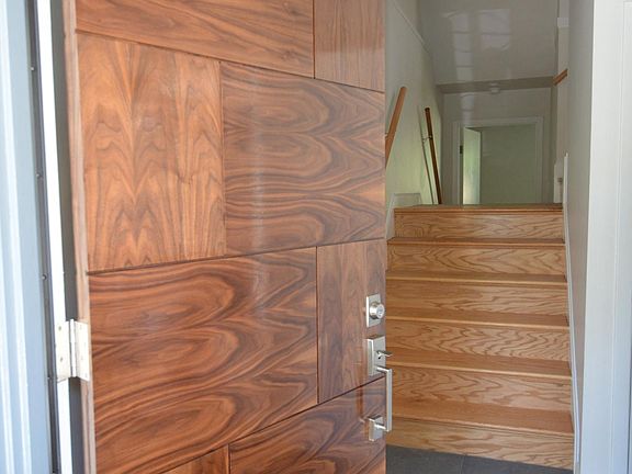 New walnut front door