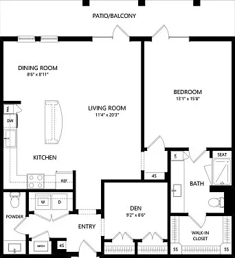 Floor plans are artist's rendering. All dimensions are approximate. Actual product and specifications may vary in dimension or detail. Not all features are available in every apartment. Prices and availability are subject to change. Floor plans are artist