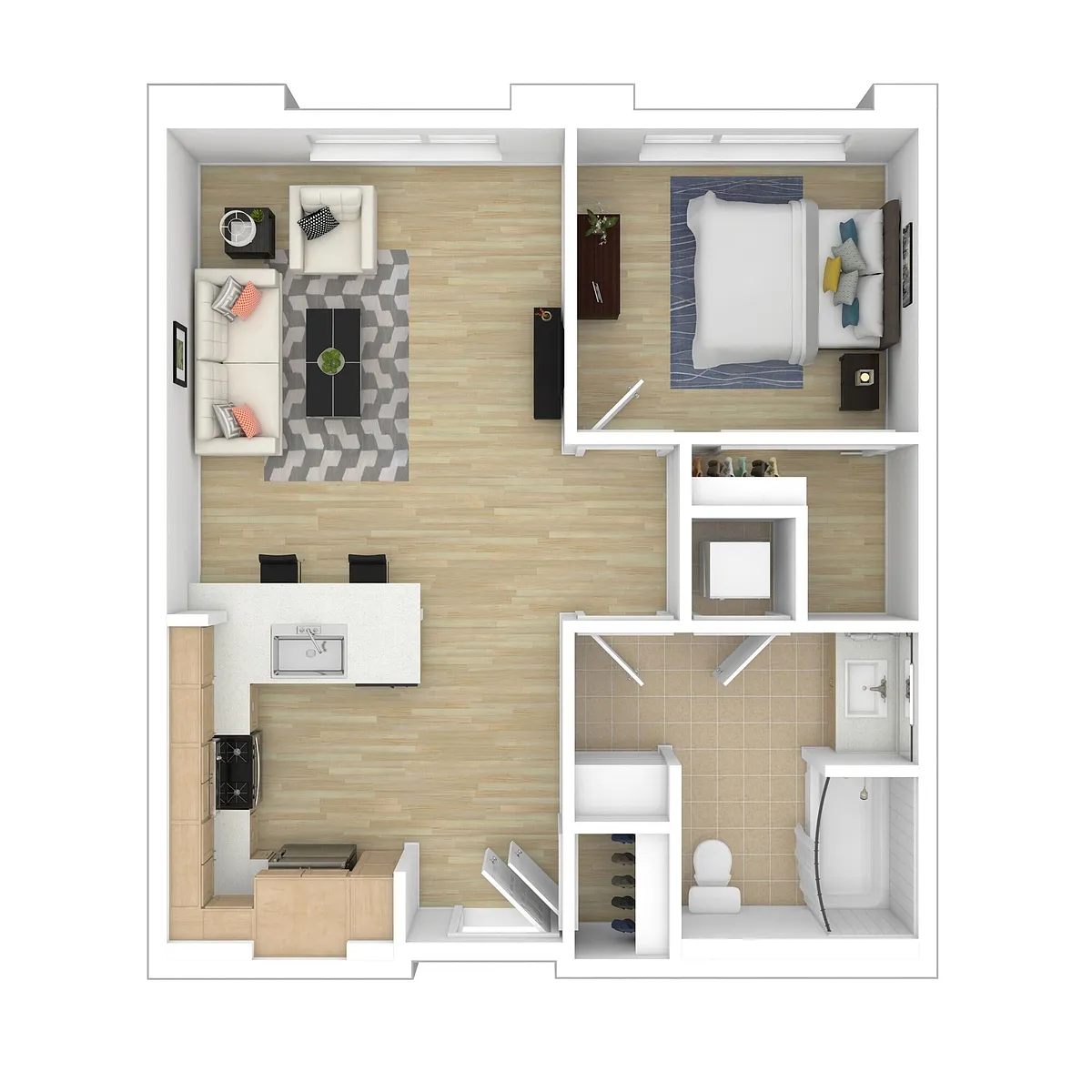 Floor plan Medium 1 Bedroom 1 Bath
