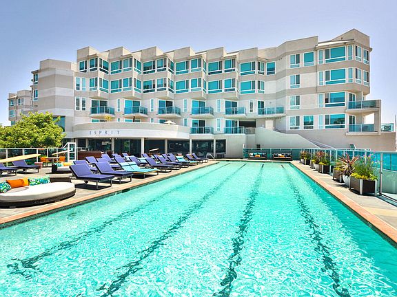 Heated saltwater lap pool at Esprit Apartment Homes