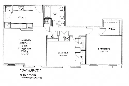 Floor plan 2 Bedroom/ 1 Bath