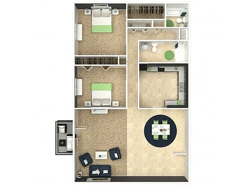 Floor plan 2 Bedroom 2 Bath