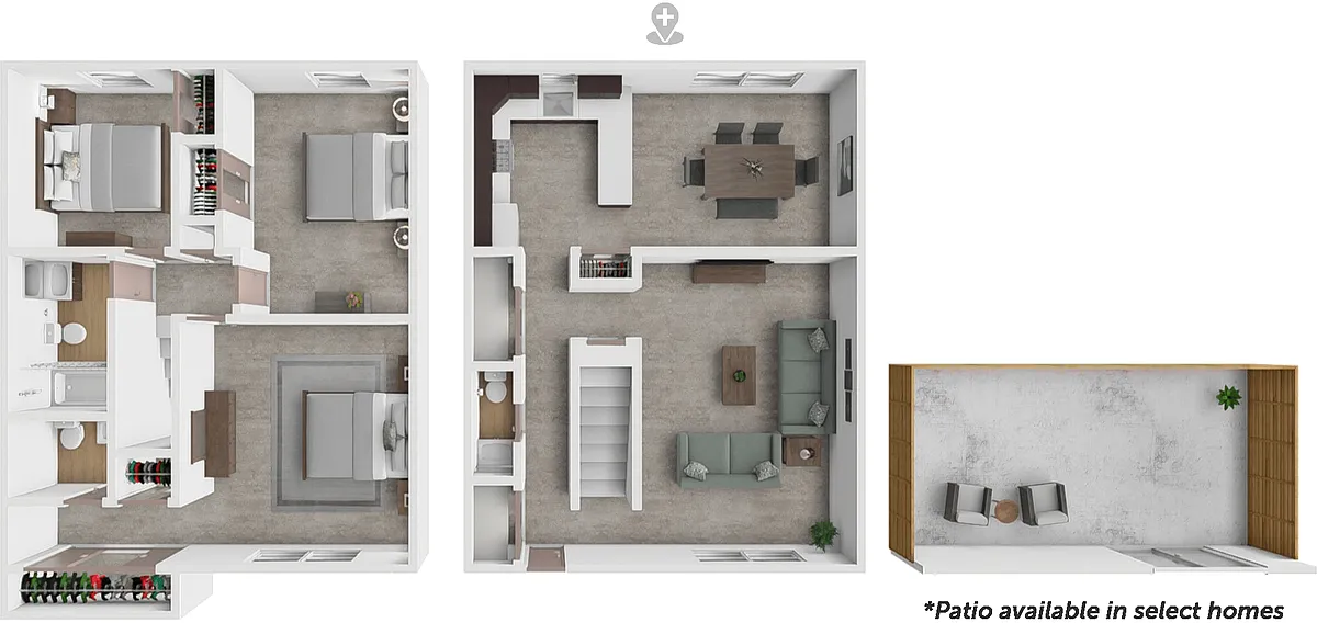 Floor plan 3bd 1.5bth TH 1290