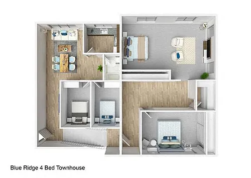Floor plan 4 Bedroom 1 Bath TH - Reno