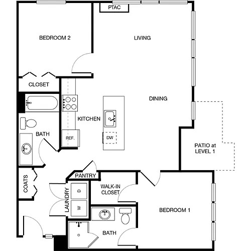 Floor plan 2 Bedrooms 2 Baths A