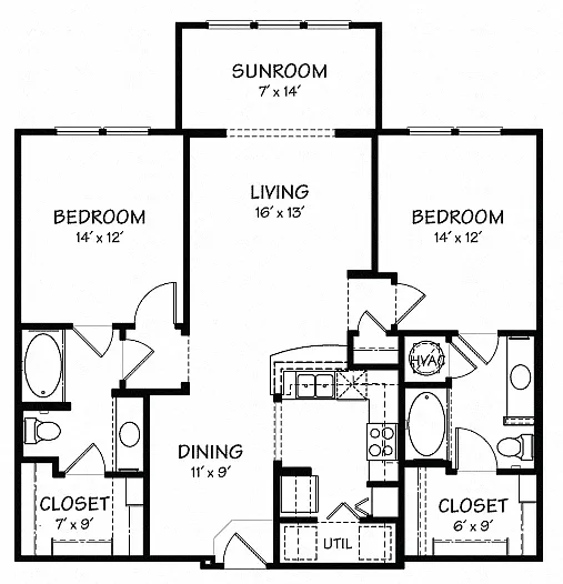 Floor plan Two A with Sunroom