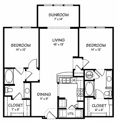Floor plan Two A with Sunroom