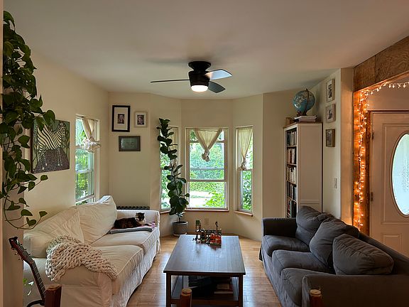 Living room with bay window