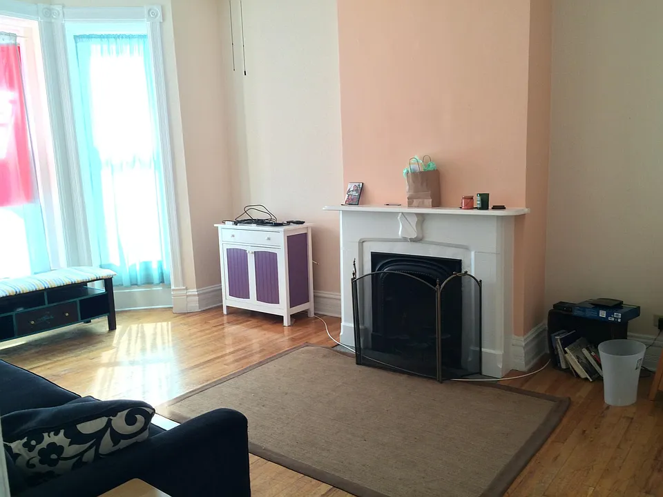 Bright Front Living Room with Fireplace