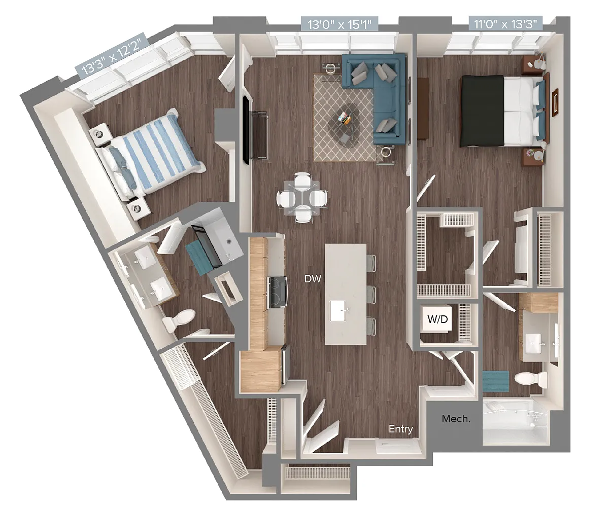 Floor plan B3-D2-1145