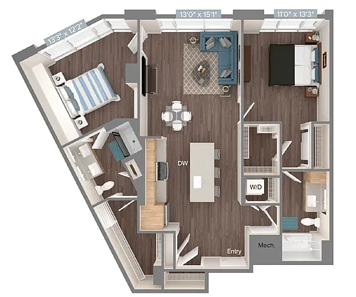 Floor plan B3-D2-1145