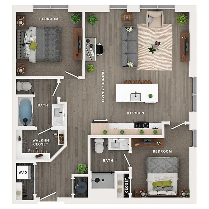 Floor plan 2BR/2BA - C1