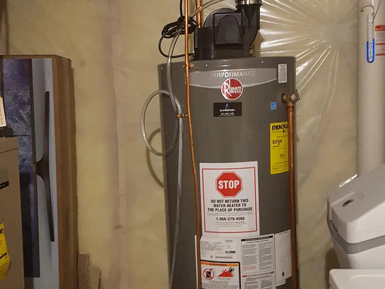 Utility room with new water heater