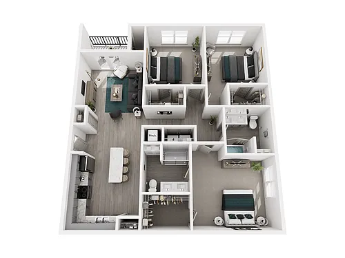 Floor plan 3 Bed, 2 Bath