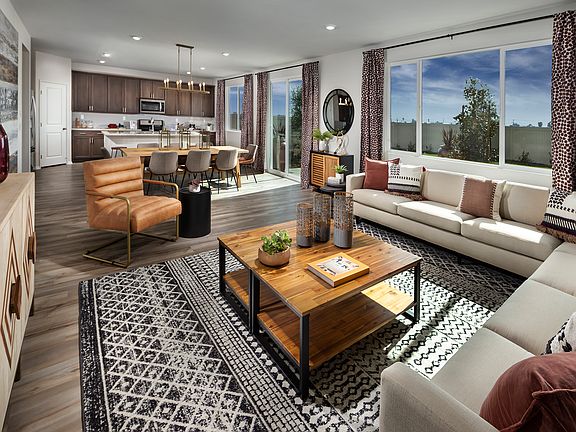Residence 2 great room modeled at a nearby Meritage community.