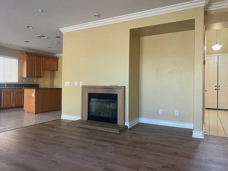 family room with fire place