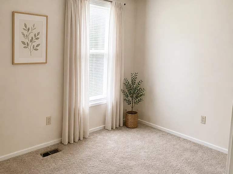 Main bedroom featuring large window for natural light.