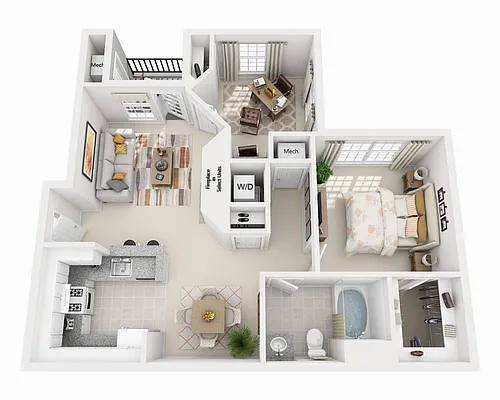Floor plan One Bedroom with Den A1AD