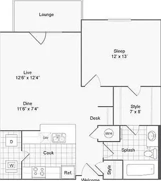 Glenmoore 1B Floorplan ASpen Glenmoore 1B Floorplan ASpen