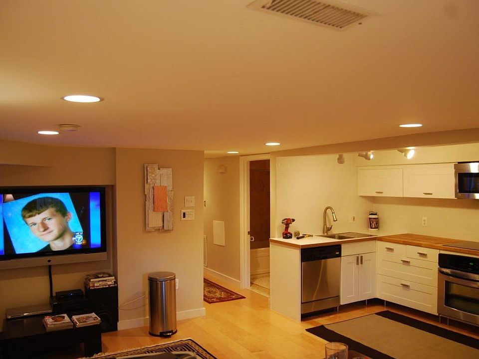 view from living room to kitchen