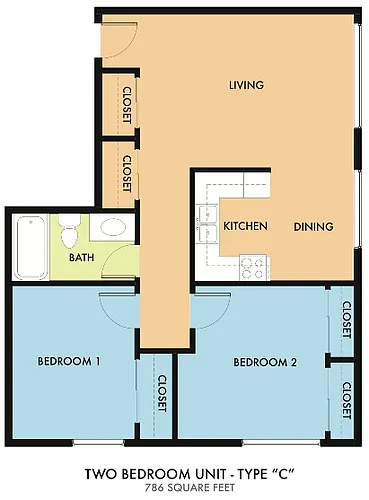 Floor plan Two-Bedroom