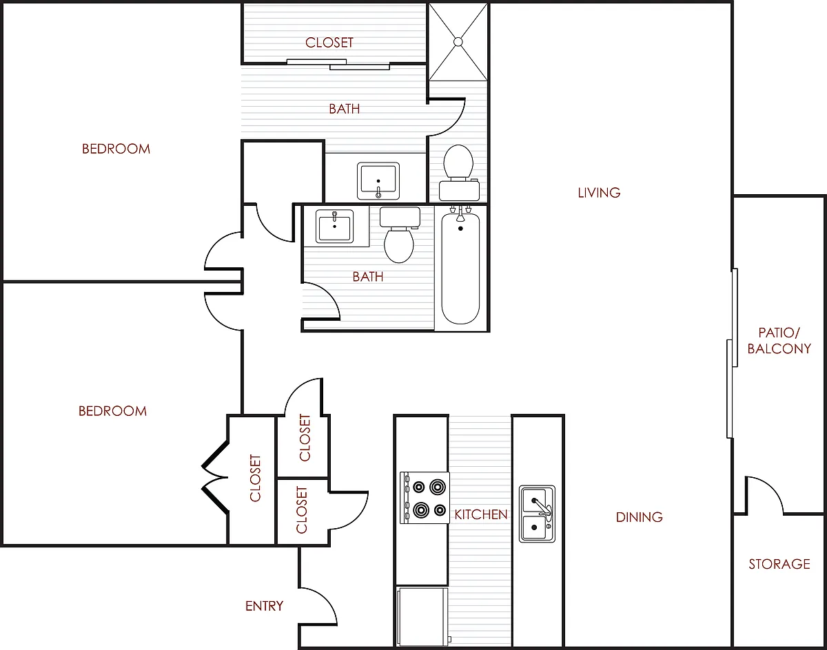 Floor plan 2 Bedroom 2 Bathroom